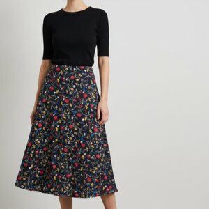 VINTAGE Y2K Midi‎ Skirt Womens M Rayon Dark Floral Print Cottagecore Academia